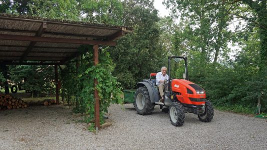 Bruno hoch zu Traktor
